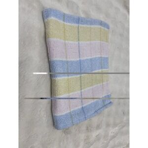 VTG Bright Future Knit Baby Blanket Pastel Plaid Squares Lovey Security Chenille